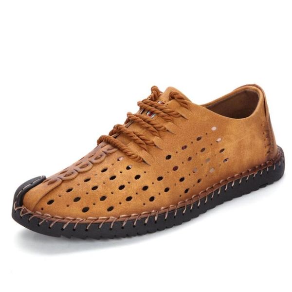 

classic men's genuine leather shoes 38-44 soft anti-slip rubber loafers male casual real office sandals footwear dress, Black