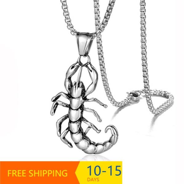 

pendant necklaces cool punk scorpio scorpion male silver color stainless steel necklace for men/women fashion jewelry 2021