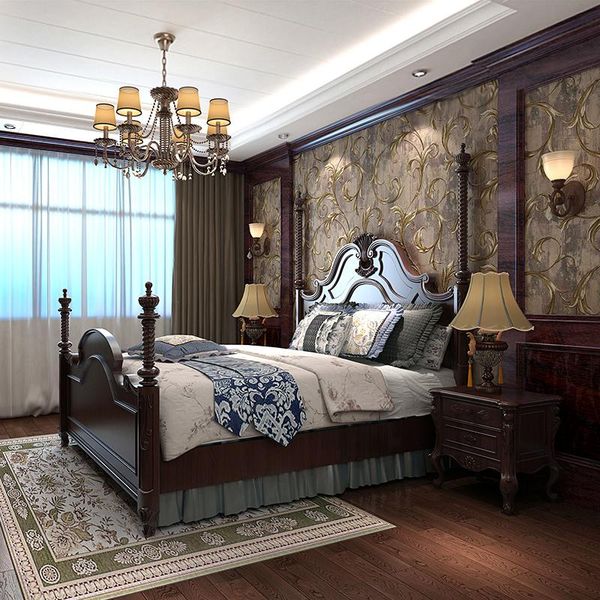 

wallpapers european style living room dining light luxury americanflower bedroom upscale tv sofa background wall covering fabric