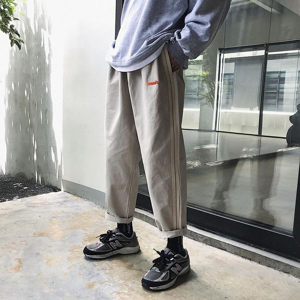 

men's pants 2021 autumn korean version of the trend loose embroidery printed sports joggers streetwear hip hop, Black