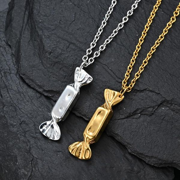 

pendant necklaces korean style cute romantic sweet candy cool for man male titanium stainess steel simple hip hop punk jewelry, Silver