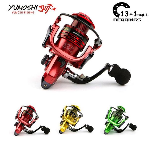 

baitcasting reels yumoshi 13+1 ball bearing fishing reel spinning carp metal rocker molinete feeder carretilha trolling shimano