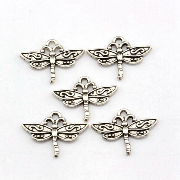 

alloy dragonfly charms pendants for jewelry making bracelet necklace diy accessories 15x23mm antique silver 100pcs, Bronze;silver