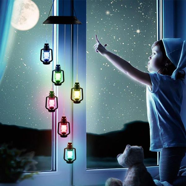 

decorative objects & figurines solar color changing led wind chime 6 lamps pendant light home yard garden chimes girl bedroom romantic hangi