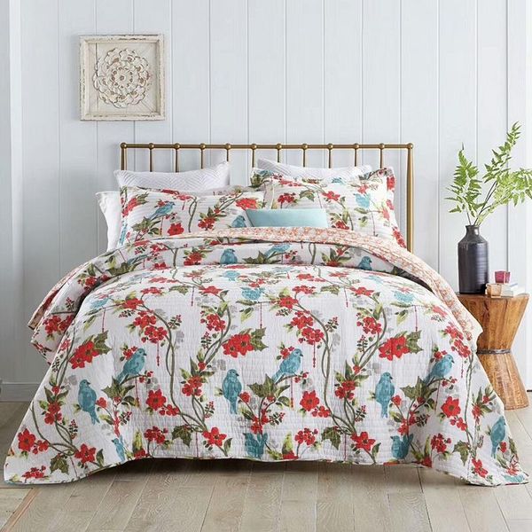 

comforters & sets chausub quality bedspread quilt set 3pcs flower print cotton quilts quilting bed cover sheets king queen size ab-side cove