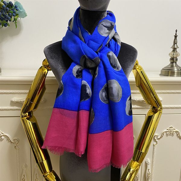 

women's long scarf scarves good quality 100% cashmere material thin and soft blue pint dot pattern size 200cm- 105cm, Blue;gray