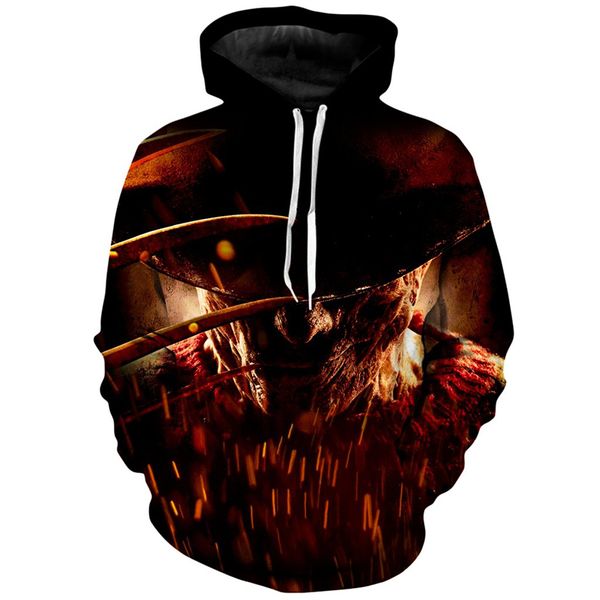

mystery man pattern fierce 3d printing hoodie visual impact party punk goth round neck sweater hoodie, Black