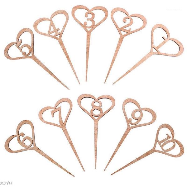 

party decoration 1-10 wooden wedding table numbers heart shape wood numberic signs er seats1