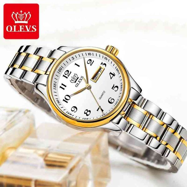 

olevs classic women quartz watch waterproof stainless steel strap fashion gift date clock, Silver