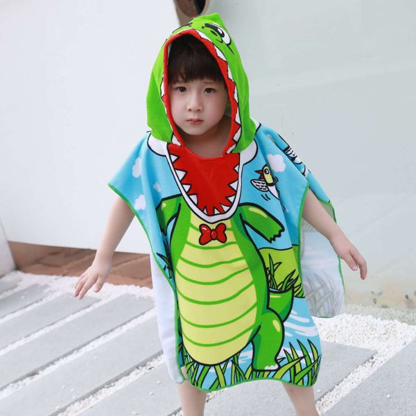 

children's suit children's outdoor sports cartoon children's bathing suit men's and women's beach towel cape bathro, Black