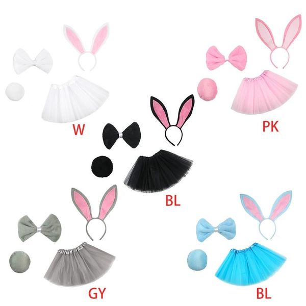 

skirts p15c 4pcs kids cosplay costume set layered tulle tutu skirt ears headband bow tie tail easter party outfits, Blue