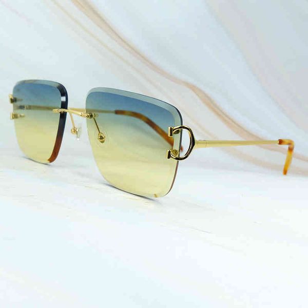 

2022 factory wholesale new diamond cut men accessories luxury designer rimless classic sunglasses women vintage shades eyewear, White;black