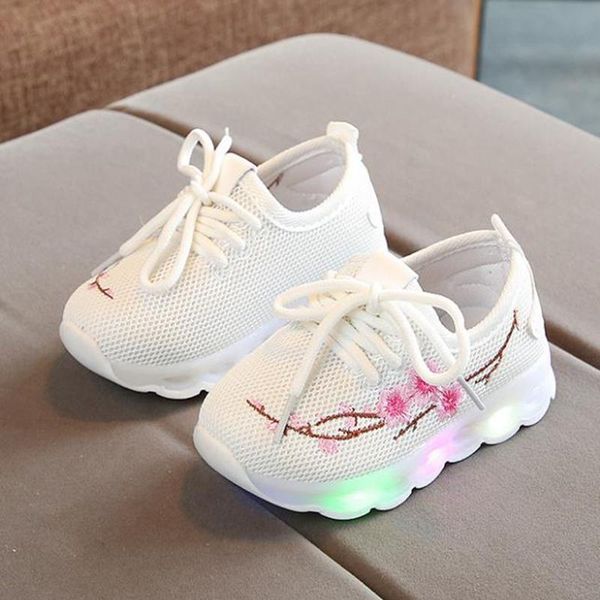 

baby flashing lights sneakers toddler little kid led children luminous shoes boys girls sport running size21 -30, Black;red