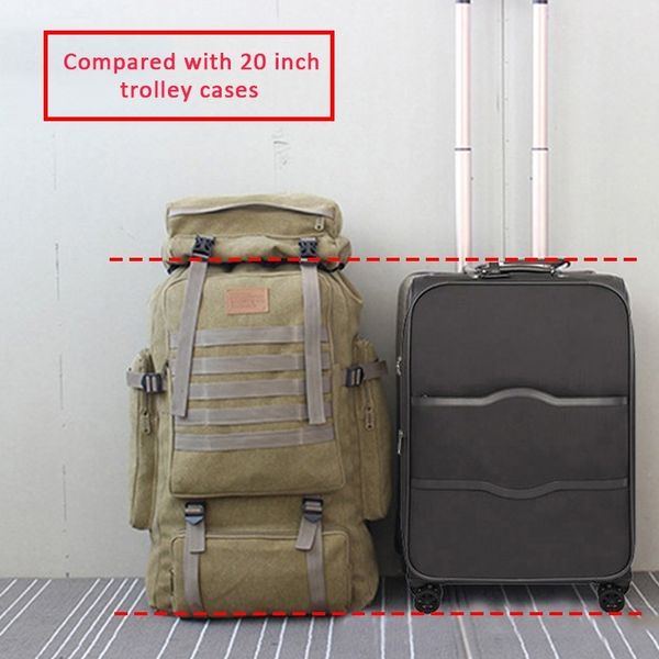 

160L Large Military Tas Canvas Tactical Bags Campsite Hiking Backpack Army Mochila Tactics Travel Mole Men Outdoor XA84D, Style 2 black