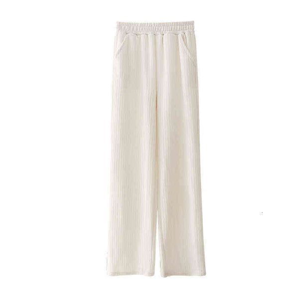 

plush chenille wide leg pants women's autumn and winter 2021 loose spring high waist hanging casual straight, Black;white