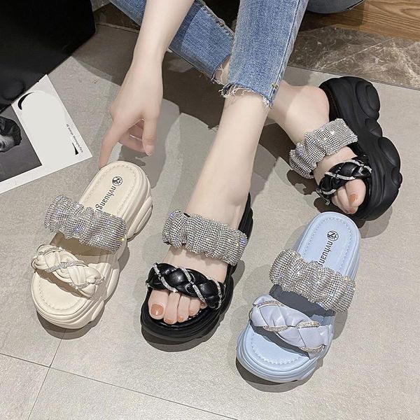 

slippers low fabric hoof heels basic pu rubber, Black