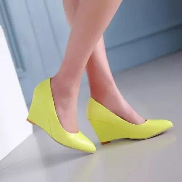 

dress shoes 2021 spring and autumn women's high-heeled pointed shallow mouth single large size wedge with work, Black