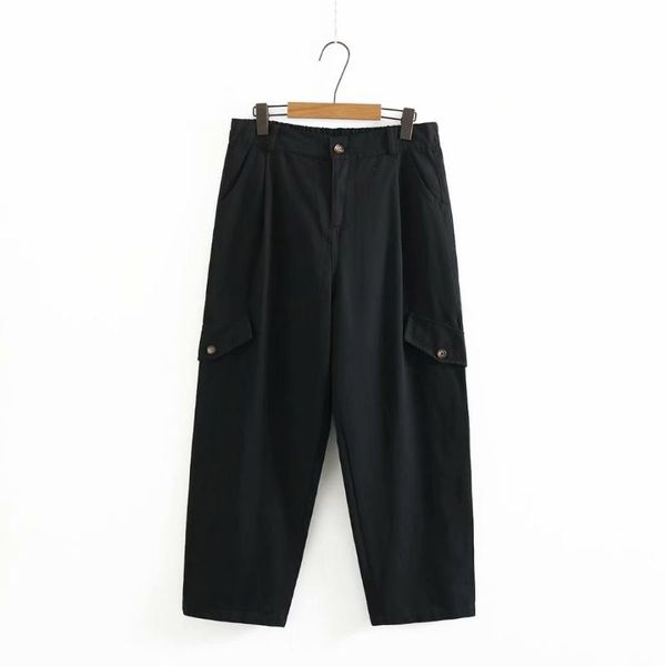 

women's pants & capris oversize 2021 autumn high waist cargo casual black sky blue loose wide leg trousers women, Black;white