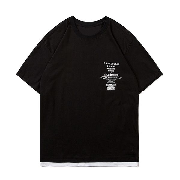 

summer fashion brand short male hip hop street student youth loose half sleeve letter print t-shirt, White;black