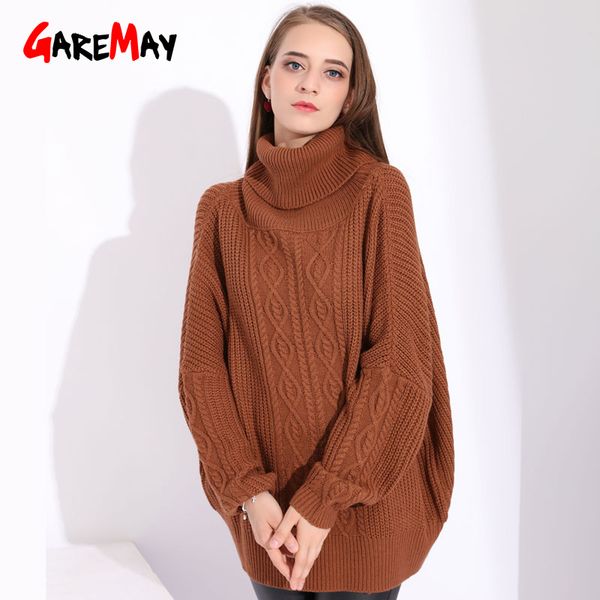 

turtleneck women sweater oversized jumpers ladies 's winter pullover knitted oversize s 210428, White;black
