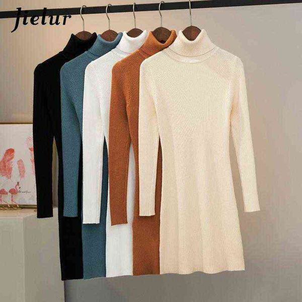 

jielur 2021 autumn winter vintage knitted dress women casual long sleeve bodycon dresses ladies elegant fashion party vestido g1214, Black;gray