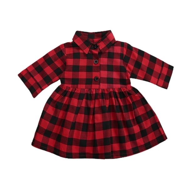 

6m-4y christmas infant toddler kid baby girls dress red plaid long sleeve tutu party dresses for girl year xmas 210515, Red;yellow