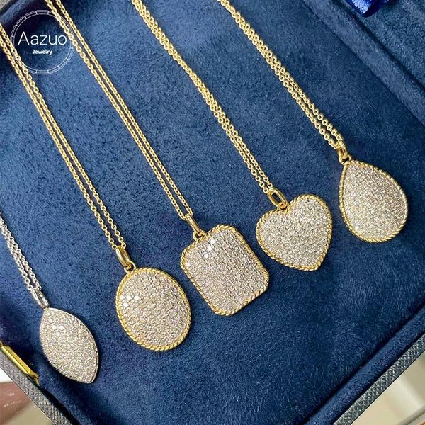

chains aazuo 18k solid yellow gold white real diamonds luxury ladder geometry necklace with chain gifted for women wedding party, Silver