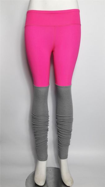 

women's yoga pant plus size fuschia fuxia polyamide patches dark grey cotton bottom workout legging activewear gear outfits, White;red