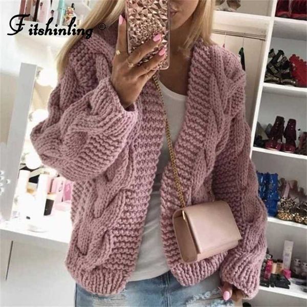 

fitshinling vintage twist cardigan women sweater knitwear autumn winter open stitch solid slim long sleeve cardigans 211025, White;black