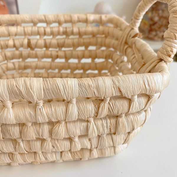 

storage baskets hand woven rattan wicker basket fruit tea snack bread picnic cosmetic rectangular box household kitchen supplies