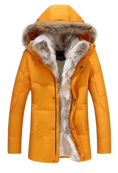 

winter men designer duck down jackets coats real fur men fashion thick warm parka classic men jackets, Black