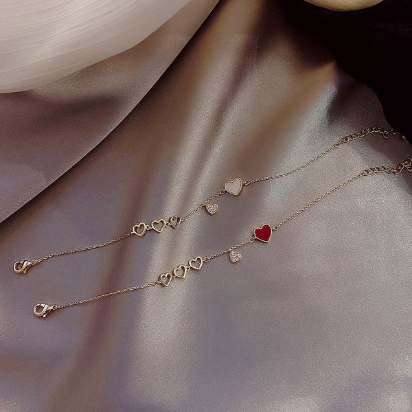 

friend and sister red peach heart love bracelet design by female minority, Black