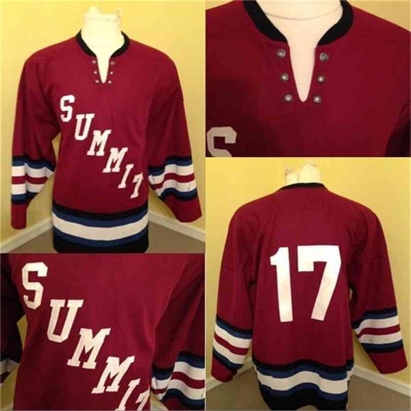 Thr # 17 Zirvesi Lisesi New Jersey Hokey Jersey 100% Dikişli Nakış S Hokey Formaları Kırmızı Bağbozumu