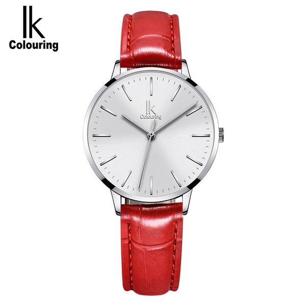 

wristwatches ik colouring luxury women watches quartz watch leather strap fashion wristwatch female relogio feminino, Slivery;brown