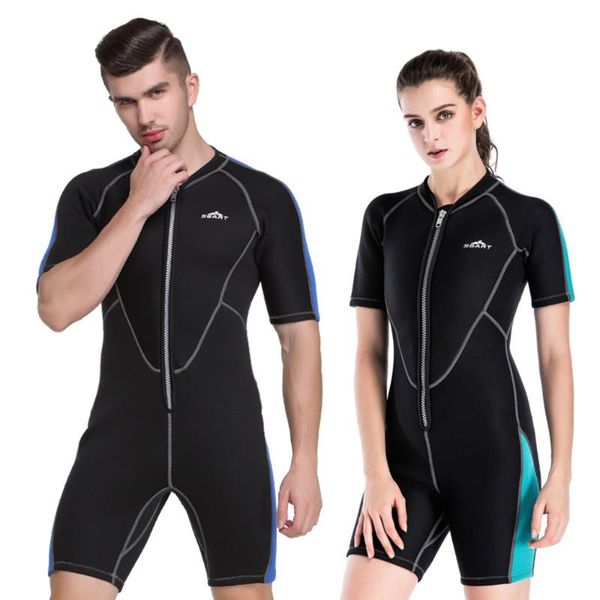 

swim wear 2mm neoprene wetsuit men and women swimming thickened swimsuit short-sleeved deep diving surfing
