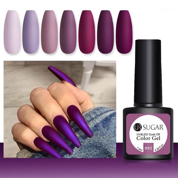 

sugar 7.5ml purple color series nail gel polish matte effect long lasting soak off led uv art varnish1, Red;pink