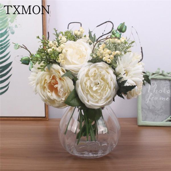

rose gerbera simulation bouquet silk artificial flower for wedding holiday garden home decoration fake decorative flowers & wre