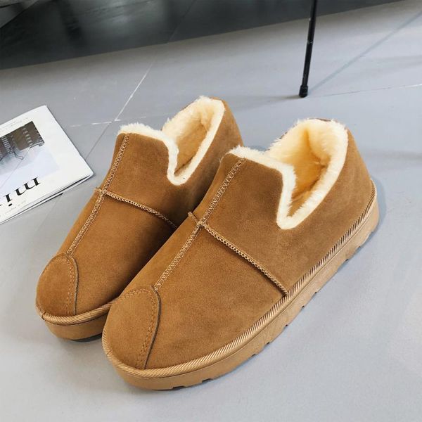 

boots women's winter ankle snow warm plush plus size 36-40ladies fur suede flat couple shoes female classic footwear, Black