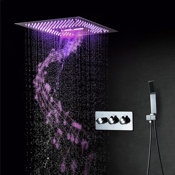 

bathroom shower sets music speaker head 16 inches massage rain panel led showerheads concealed cold systems