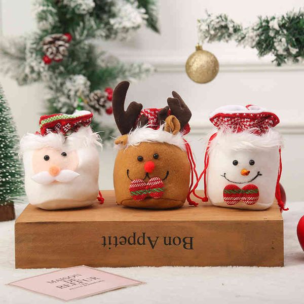 

christmas new decorations santa claus lovely snowman deer apple bag children's gift flannelette fruit