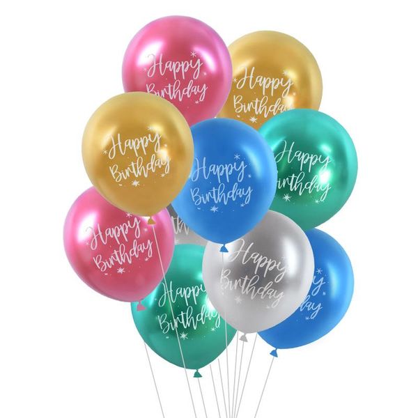 

party decoration 12inch happy birthday balloon ballon anniversaire 10pcs glossy metal balloons latex for baby shower decor