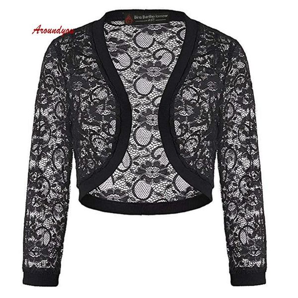 

wraps & jackets black lace long sleeve wedding jacket bridal bolero shrugs for women shawl evening dress cape wrap, White