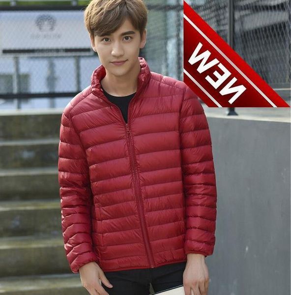 

xs-3xl / autumn/winter men's new fashion thin collar down jacket cultivate one's morality coat, Black
