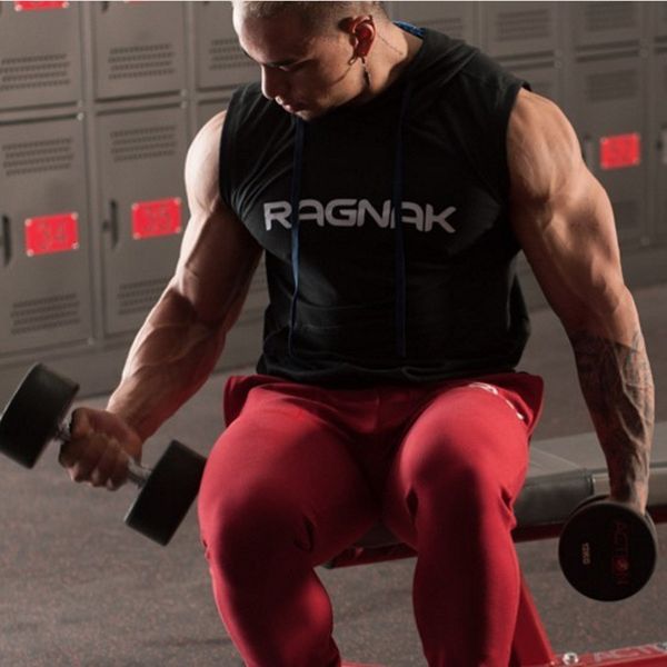 

men' tank men cotton hoodie sweatshirts fitness clothing bodybuilding sleeveless tees shirt casual golds vest 2vza, White;black