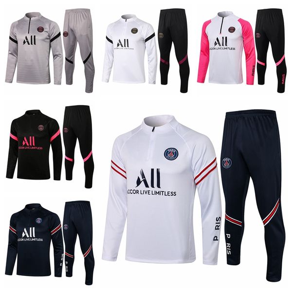 

2021 new paris men adults football tracksuit mbappe soccer training suit jacket men training survetement foot chandal jogging suits maillots, Gray