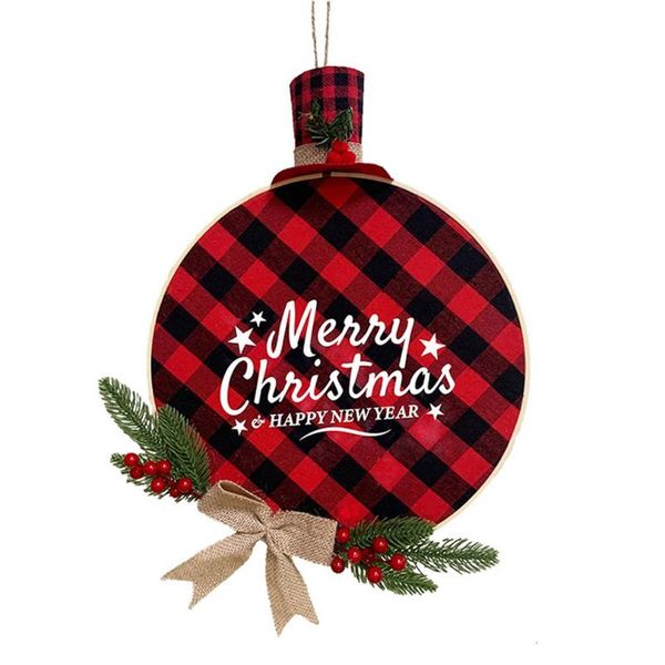 

decorative flowers & wreaths red and black plaid bamboo christmas wreath for decoration fine workmanship pendant hoilday gift