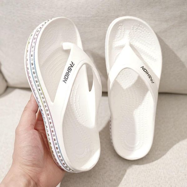 

slippers lisapie 2021 women flip flop fashion colorful platform woman summer outdoor heighten sandals female wedges slides, Black