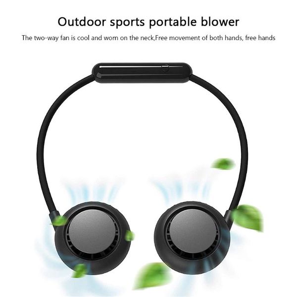 

electric fans portable neckband air cooler usb rechargeable folding cooling fan household summer silent sports mini radiator