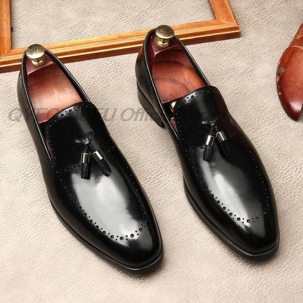 

dress shoes handmade oxford men brogues black khaki genuine leather slip on wedding business formal for vxtk