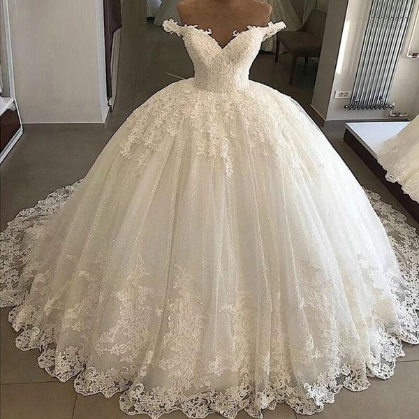 

vintage vestidos de novia casamento 2021 bridal gowns ball gown lace applique wedding dress robe de mariee trouwjurk, White